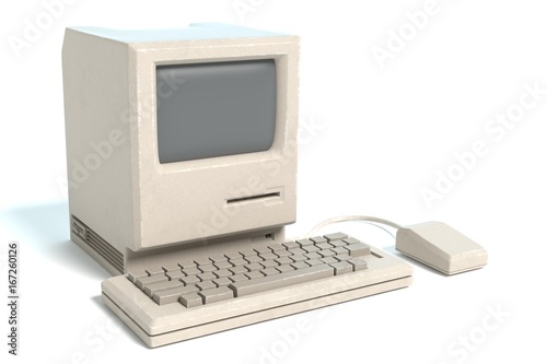 3d illustration of an old computer