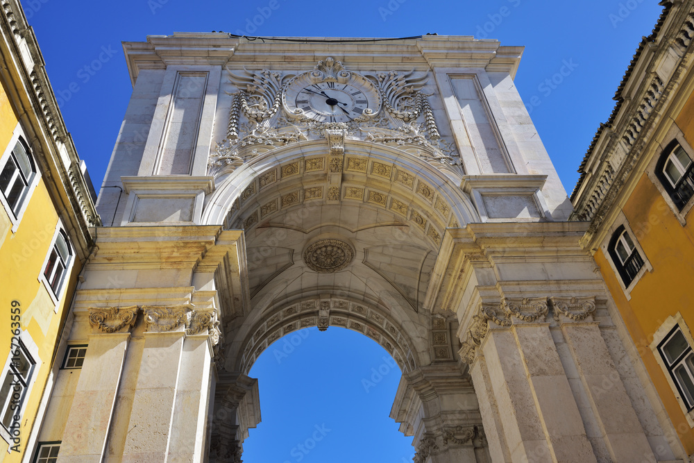 Triumphal Arch in the Commerce Square, Lisbon, Portugal
