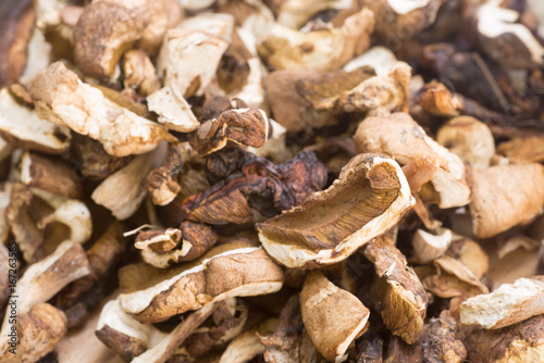 dried porcini mushrooms selective focus