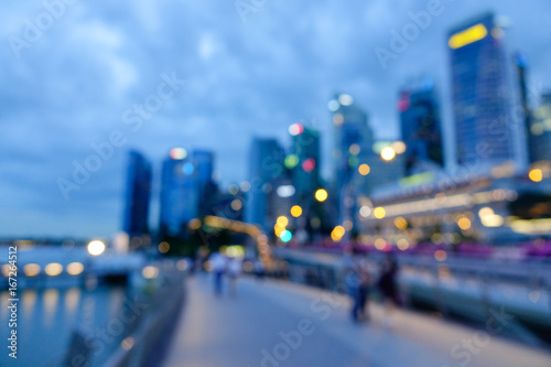 Defocused of beautiful Singapore skyline view photo