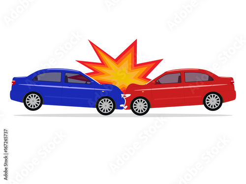 Vector illustration of a cartoon car accident
