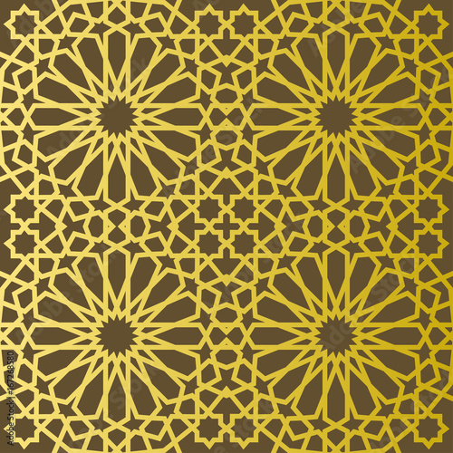 Traditional east geometric decorative pattern gold style. Arabic pattern background. Islamic ornament vector.