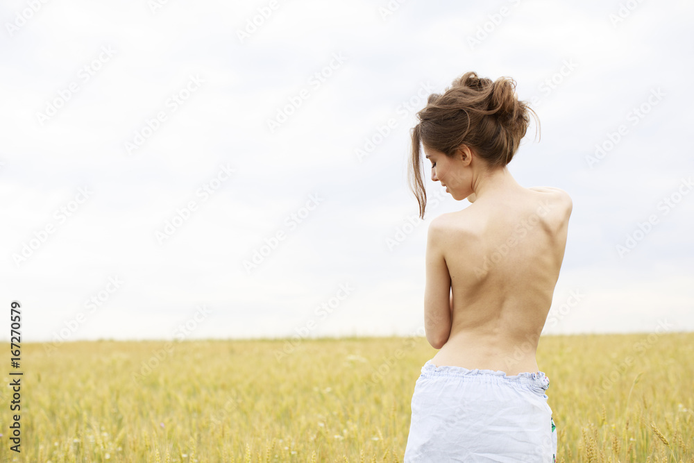 Portrait of a nude beautiful young brunette woman Portrait of a nude beautiful young brunette woman