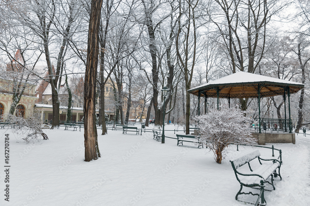 Snow in the park. Krakow. Poland Snow in the park. Krakow. Poland