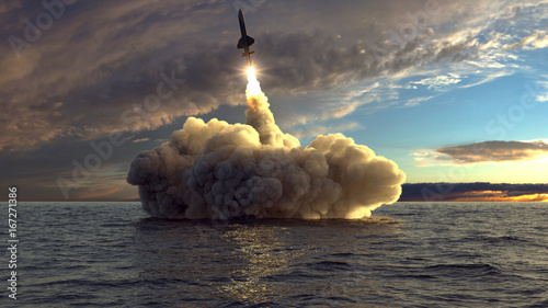 cruise missile launched from the water 3d illustration