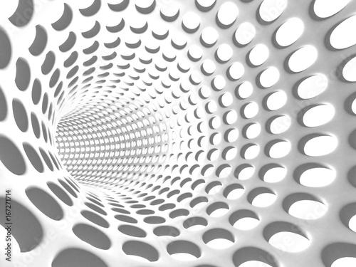Abstract White Tunnel Dots Background
