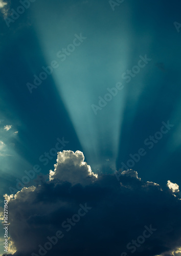 the rays of light in the sky