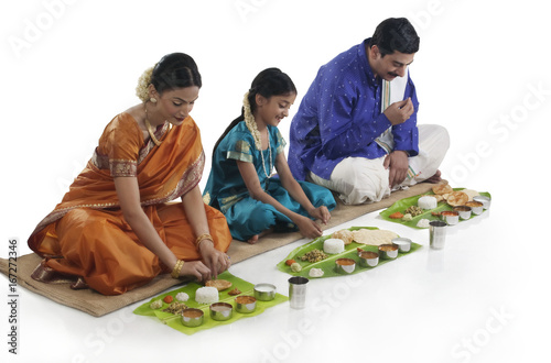 South Indian family having lunch  photo