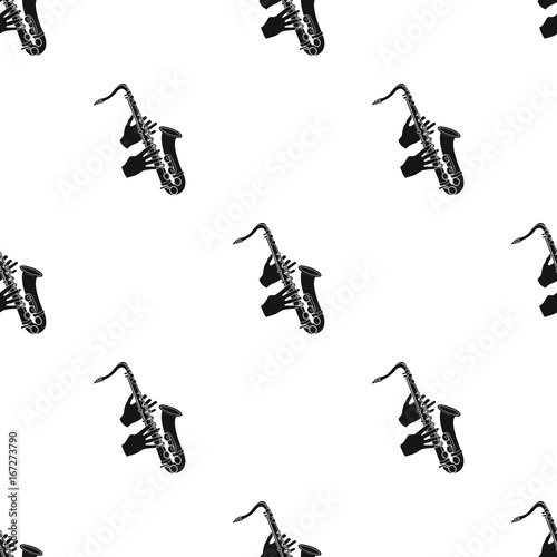 The saxophonist plays the saxophone. Golden saxophone single icon in black style vector symbol stock illustration web.