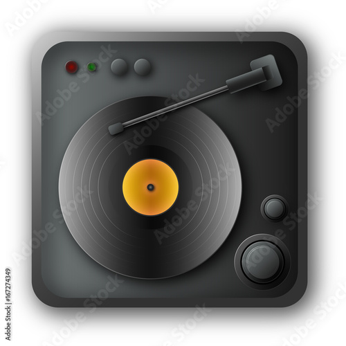 Picture of a turntable with a vinyl record. Party, retro music