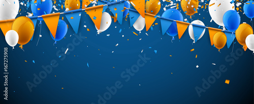 Banner with flags and balloons.