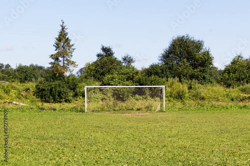 Football gate on a rustic field