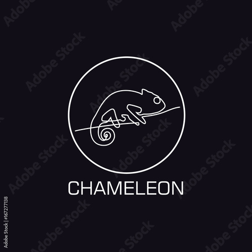 One line chameleon logo