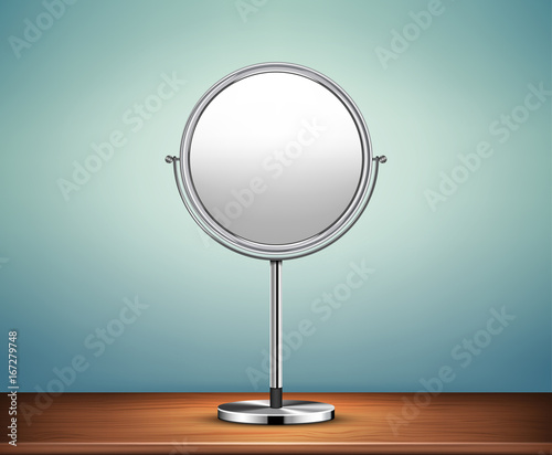 Chrome Makeup Mirror on the table