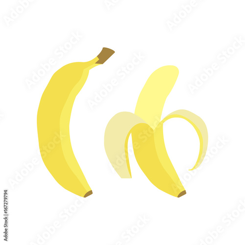 Vector banana fruit icon set. Isolated on white