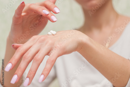 woman hands with cream