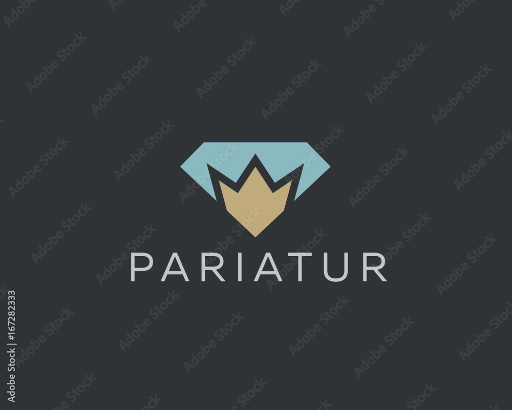 Fototapeta premium Diamond crown vector logotype. Gem king royal logo icon. Premium idea symbol