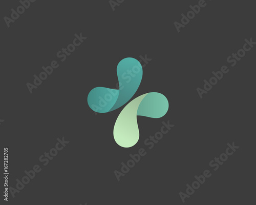Abstract medical cross logo design. Color creative spiral vector logotype.