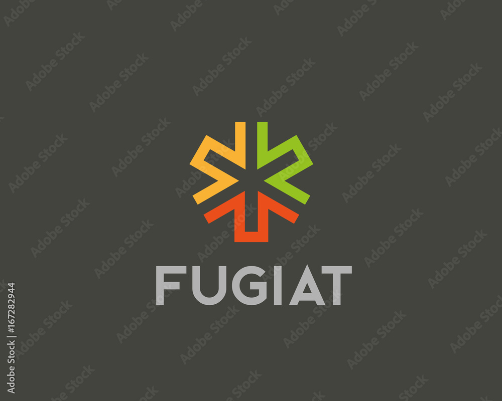 Fototapeta premium Abstract arrows element logotype. Universal team logistic media line vector logo