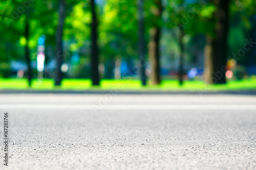 Empty city road bokeh background photo