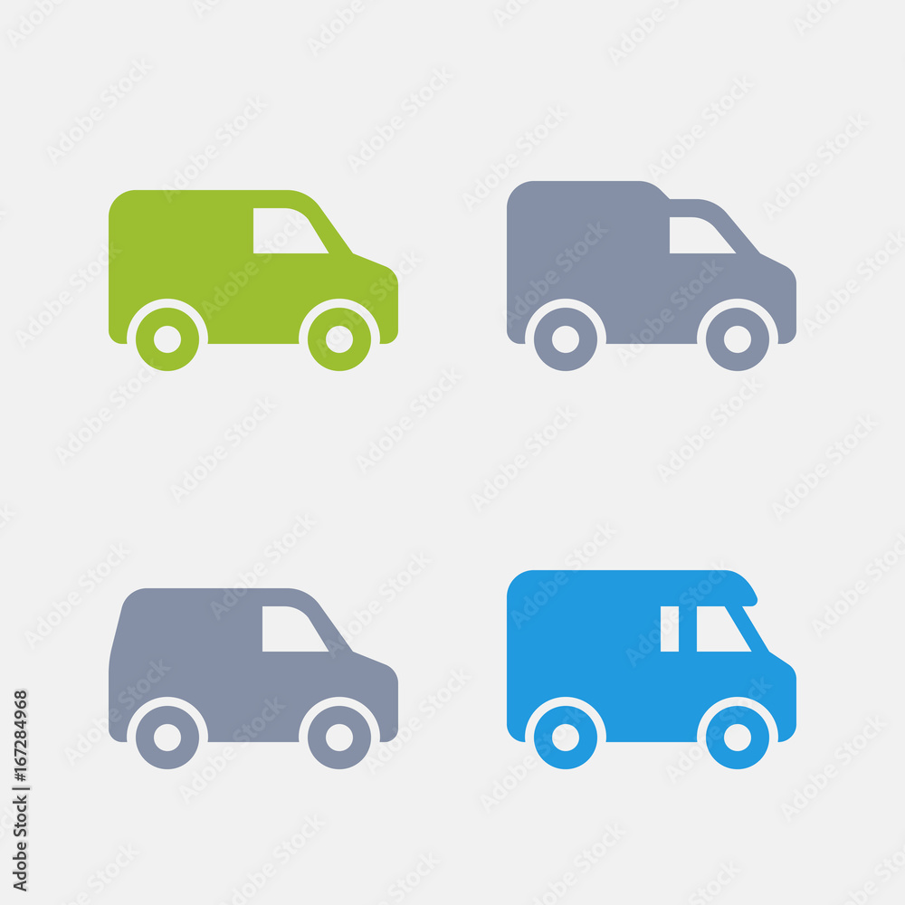 Delivery Vans - Granite Icons. A set of 4 professional, pixel-perfect icons designed on a 32x32 pixel grid.