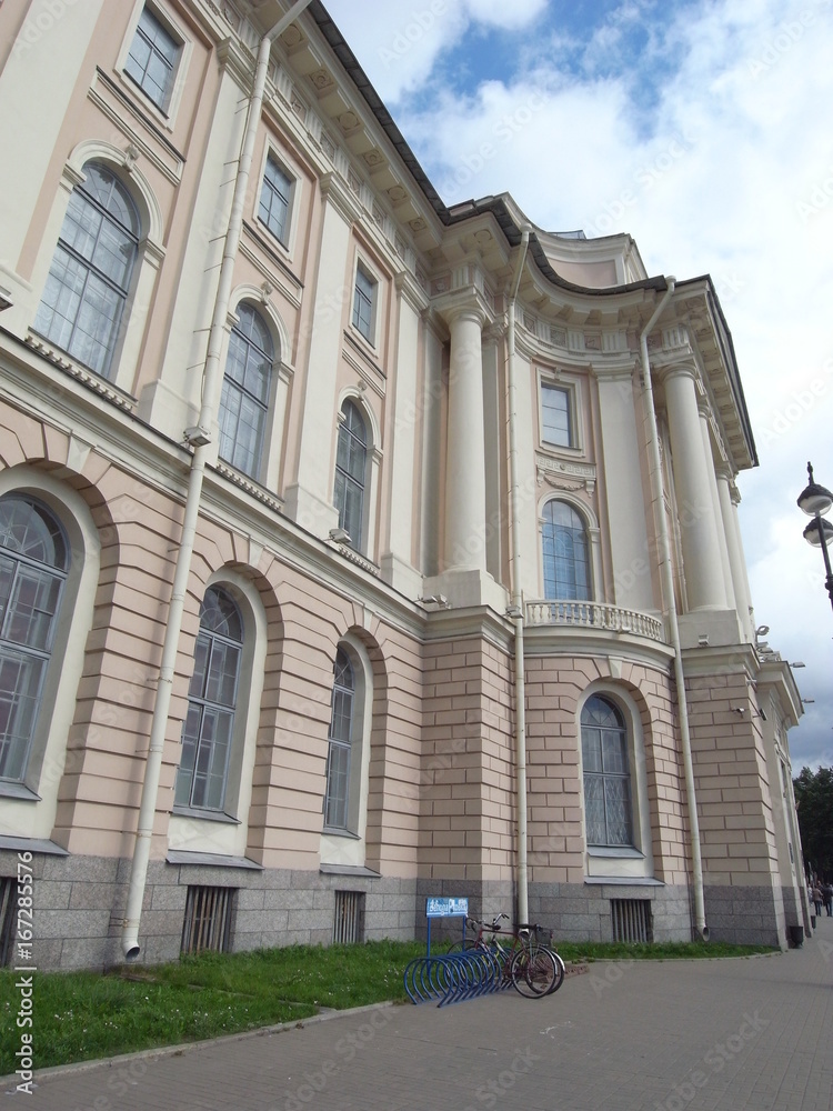 The building of the Art Academy in St. Petersburg. The building, parts of the facade and decor.