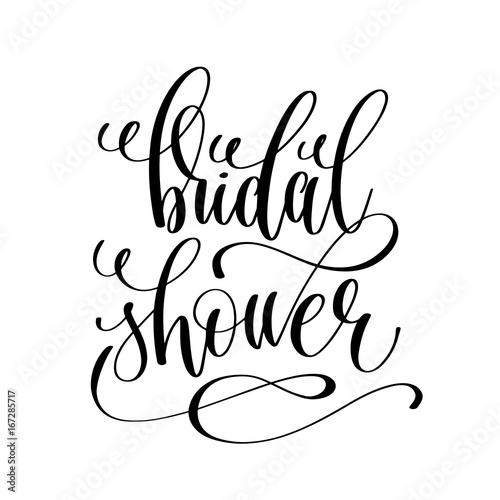 bridal shower black and white hand lettering script