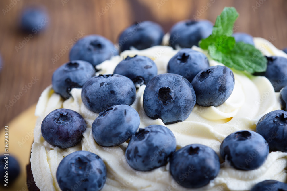 Berries chocolate layer cake with blueberries Berries chocolate layer cake with blueberries