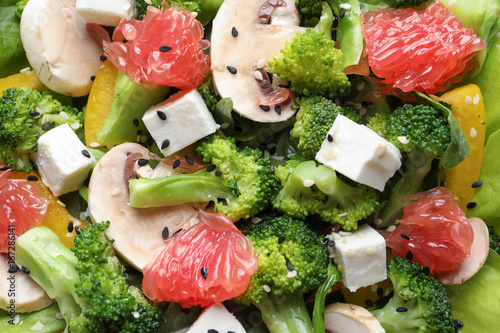 Tasty broccoli salad, close up