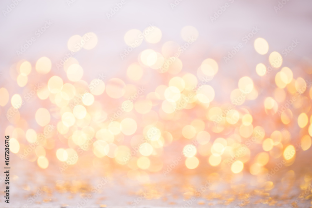 Abstract gold bokeh. Christmas and new year theme background.
