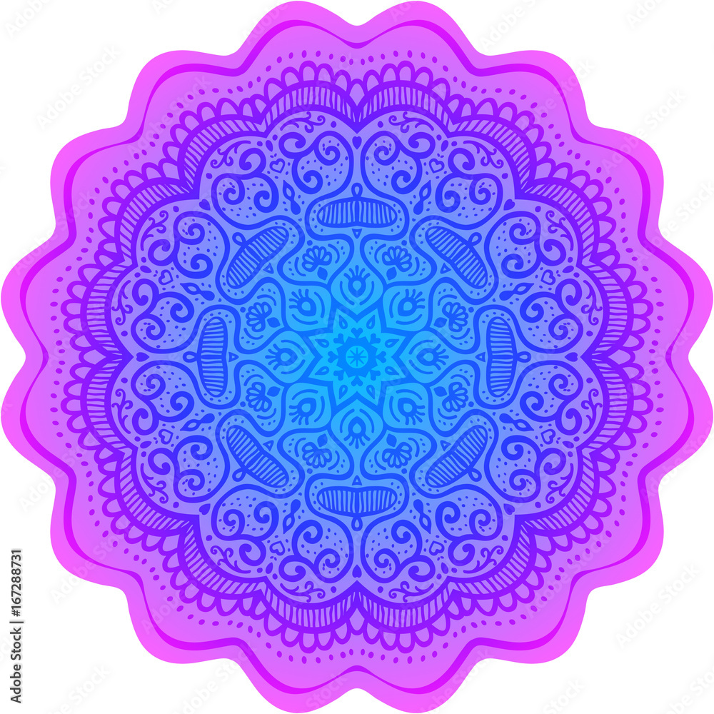 Abstract round pattern, oriental mandala design. Vector illustration. Hand drawn mandala circle. Decorative elements for Indian, Islam, Arabic, Turkish designs.