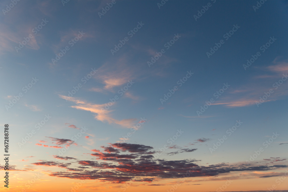 Beautiful sky with clouds and sun. Sunset sky with clouds. Beautiful sky with clouds and sun. Sunset sky with clouds.