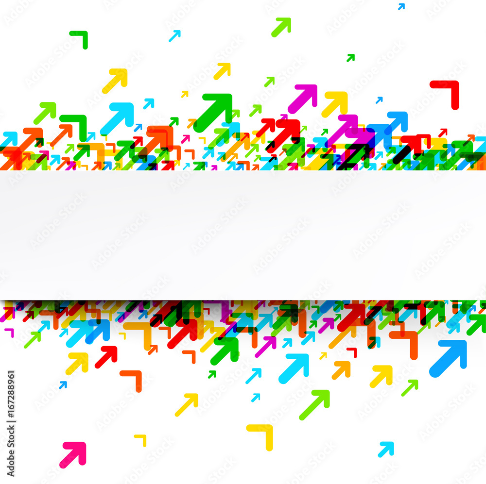 White background with colorful arrows.
