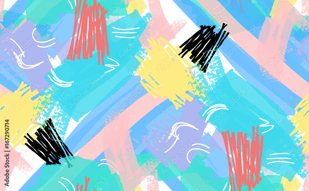 Abstract scribbles blue yellow pink Abstract scribbles blue yellow pink