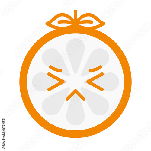 Crying emoji. Crying orange fruit emoji. Vector flat design emoticon icon isolated on white background.