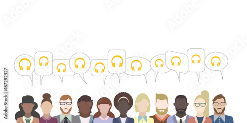 Leute mit Sprechblasen - Kopfhörer