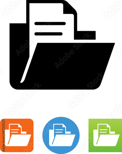 Open Folder With Document Icon - Illustration