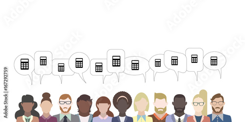 Leute mit Sprechblasen - Taschenrechner