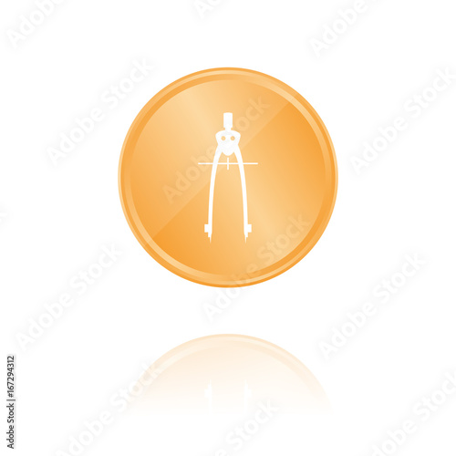 Zirkel Bronze Münze mit Reflektion