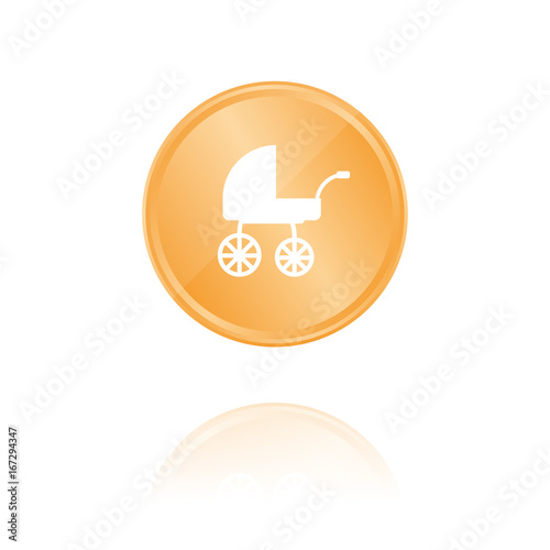 retro Kinderwagen Bronze Münze mit Reflektion