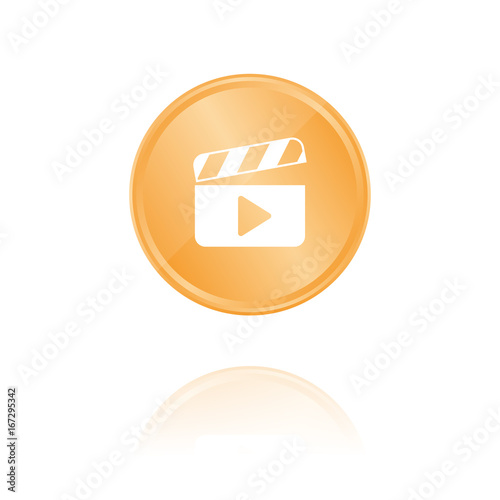 Filmklappe mit Wiedergabe Symbol Bronze Münze mit Reflektion