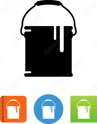 Paint Can With Spilled Paint Icon - Illustration