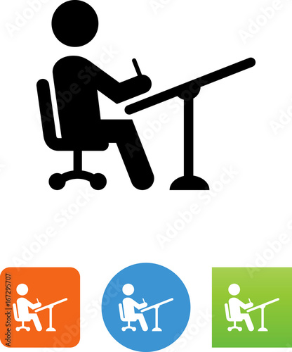 Person At Drawing Table Icon - Illustration