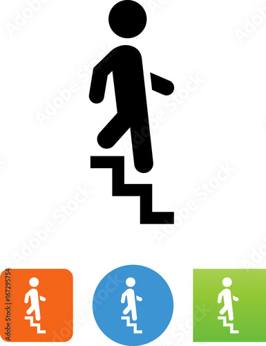 Person Descending Down Stairs Icon - Illustration