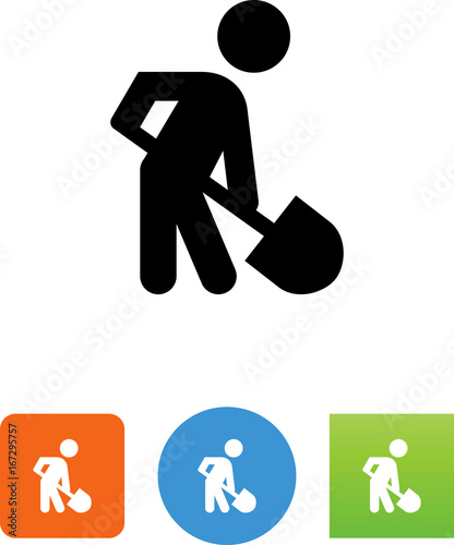 Person Digging With A Shovel Icon - Illustration