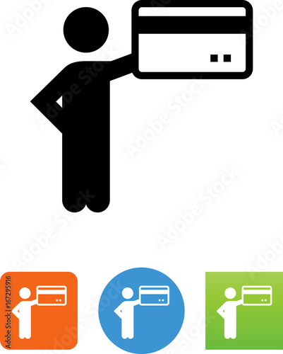 Person Holding Up A Credit Card Icon - Illustration