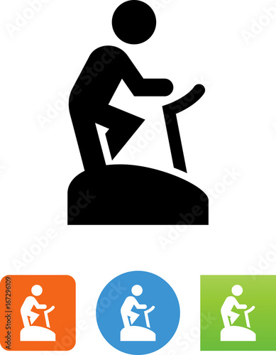 Person Riding On An Exercise Bike Icon - Illustration