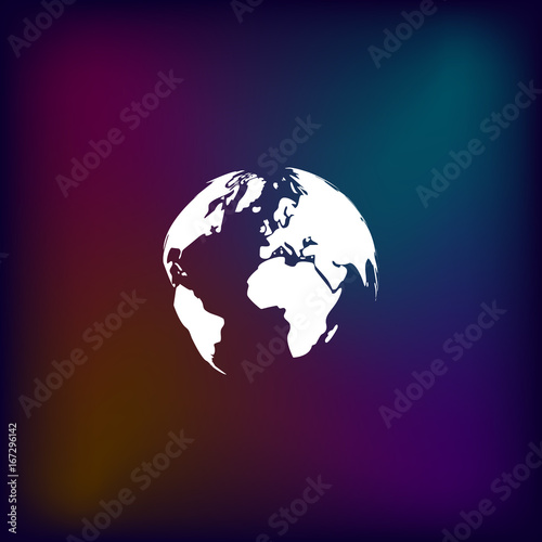 Flat paper cut style icon of globe
