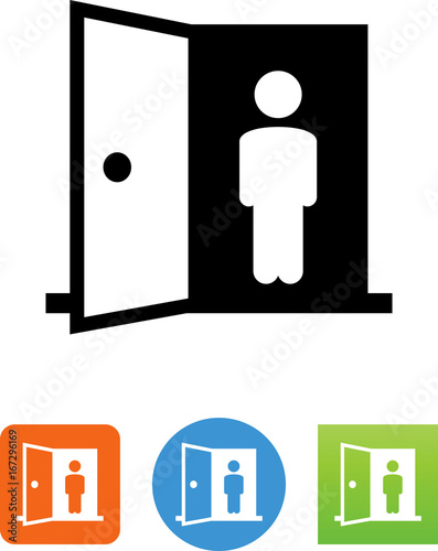 Person Standing In Doorway Icon - Illustration