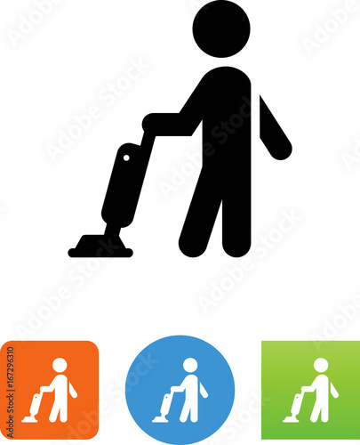 Person Vacuuming Icon - Illustration